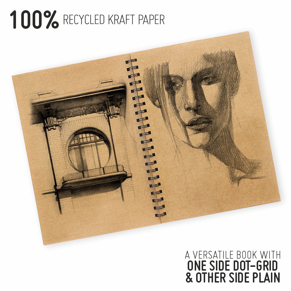 KHAKHI Wire-O Sketch / Drawing Book – 140GSM - Anupam Stationery
