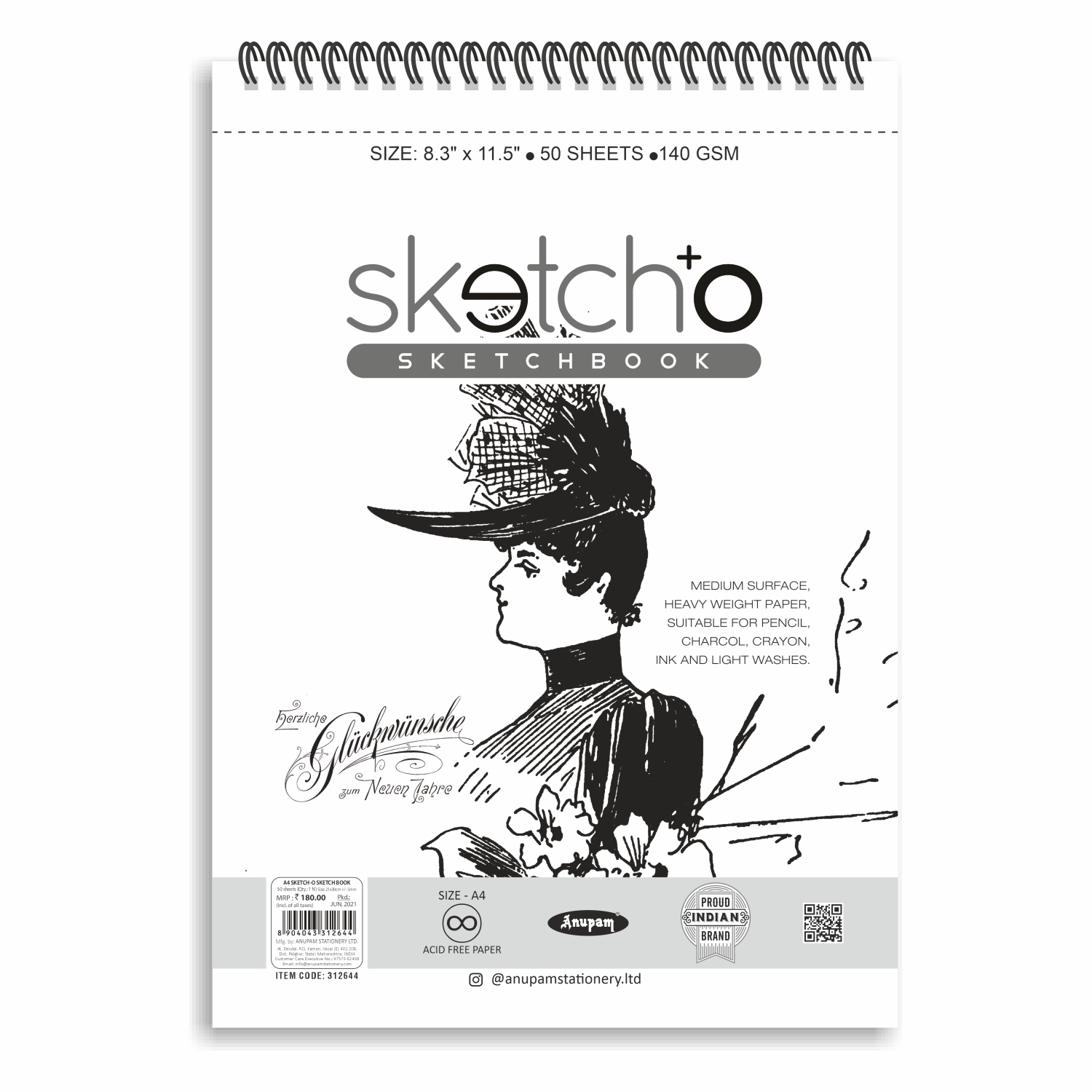 Artist Drawing Book 100 Pages 140 Gsm For Writing Painting Sketching (Size:  A3) (Pack Contain 50 Sheets)